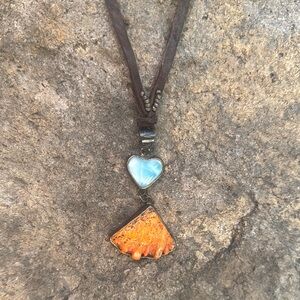 Heart and Geometric Pendant Necklace
